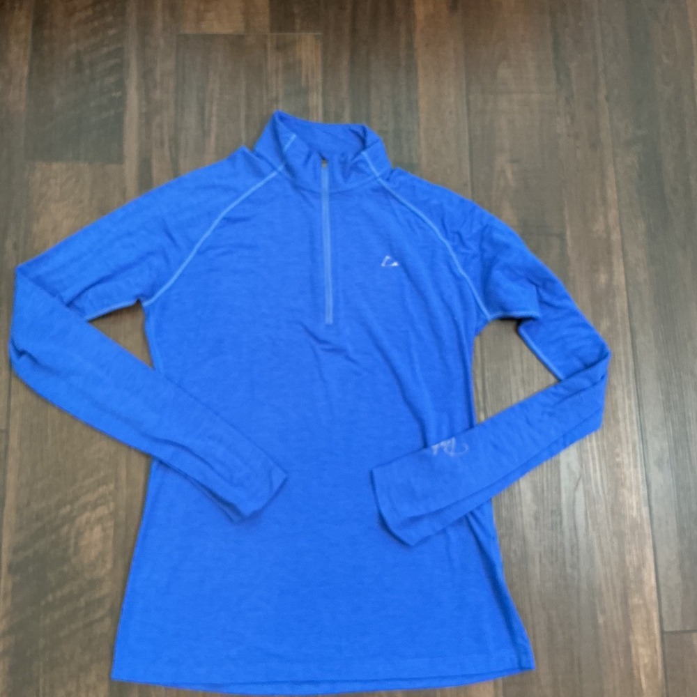 Paradox Merino Blend 1/4 Zip Pullover Blue Thumbhole Athletic Top Small Active